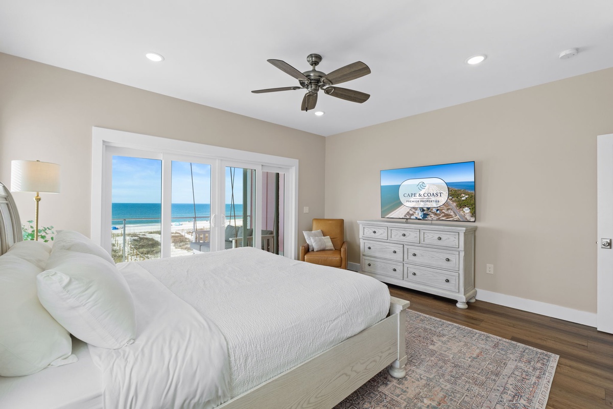 Wake up to stunning ocean views from your private bedroom retreat, where gentle sea breezes and coastal comfort create the perfect escape.
