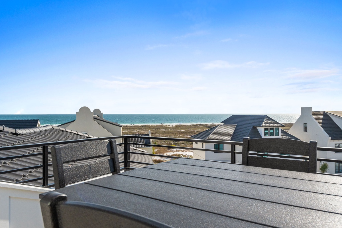 Stunning sea view from this private deck with pristine coastline stretching to the horizon.