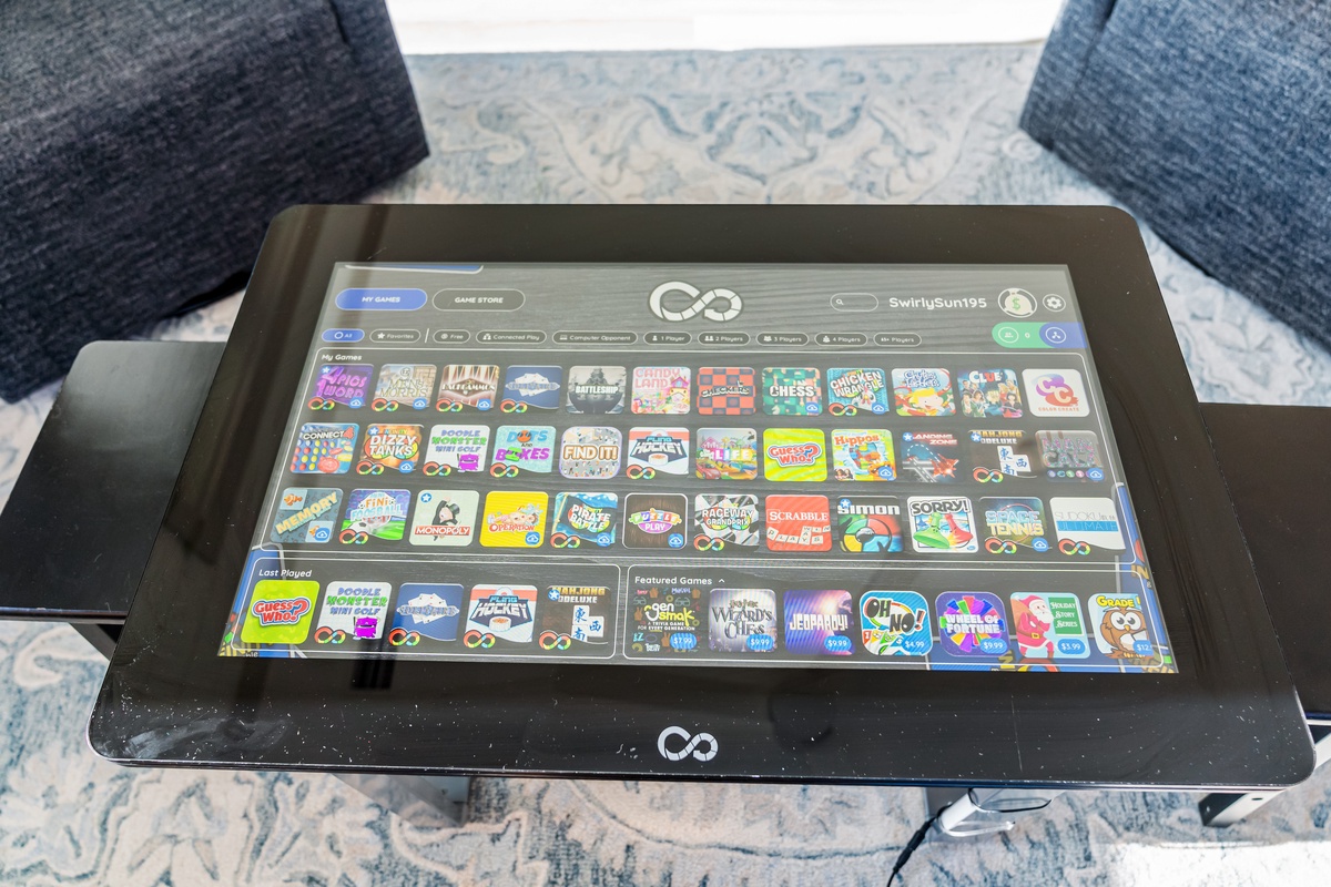 Game on! Your living room entertainment center features a tablet loaded with dozens of games for endless fun between adventures.