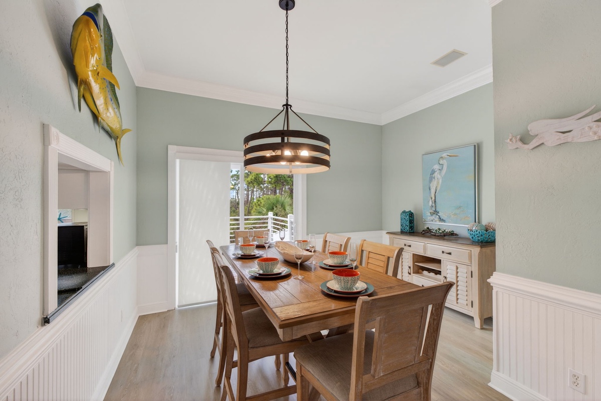 Gather around your beautiful dining table where coastal charm meets comfort, perfect for memorable meals with loved ones.