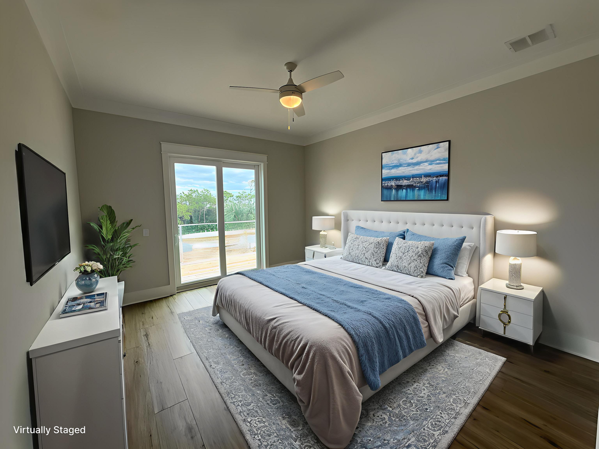 Sink into your plush bed while gentle ceiling fan breezes keep you cool. Wake to natural light and step onto your private balcony.