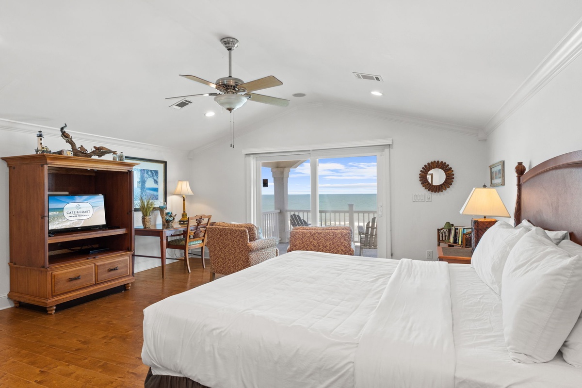 Wake up to breathtaking ocean views from your spacious bedroom, where a private balcony invites you to savor morning coffee with the sea breeze.