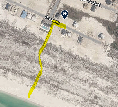 Aerial view of the property showing beach acces via community boardwalk