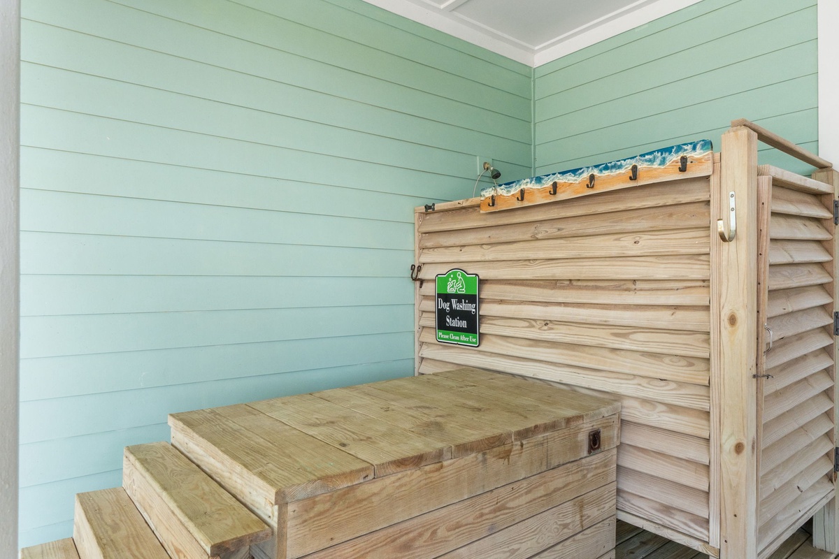 Your private dog washing station makes cleanup a breeze after beach adventures and sandy paws.
