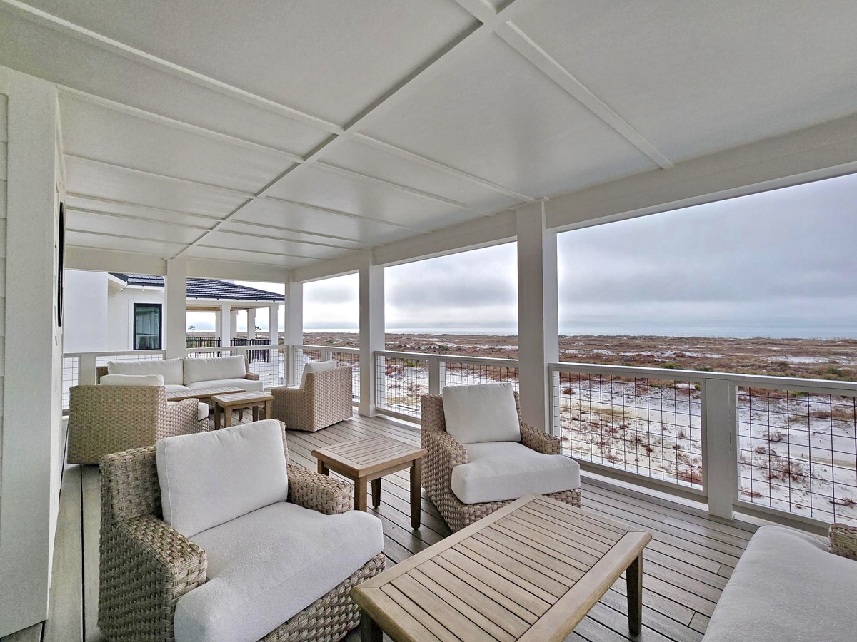 Relax on your private covered terrace with panoramic views of the wild landscape stretching endlessly beyond.