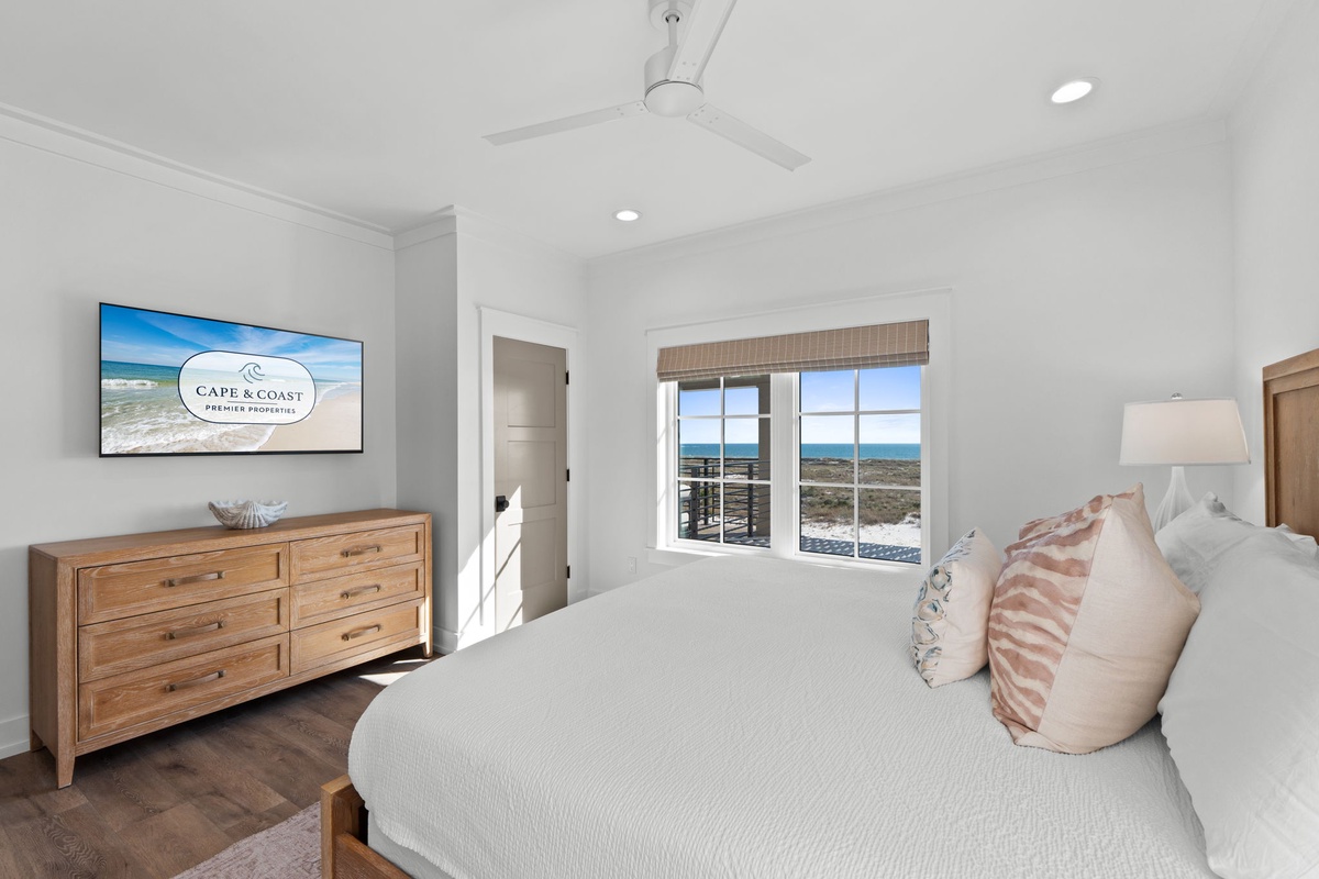 Wake up to ocean views from your comfortable bed, with modern amenities and natural light creating your perfect coastal retreat.