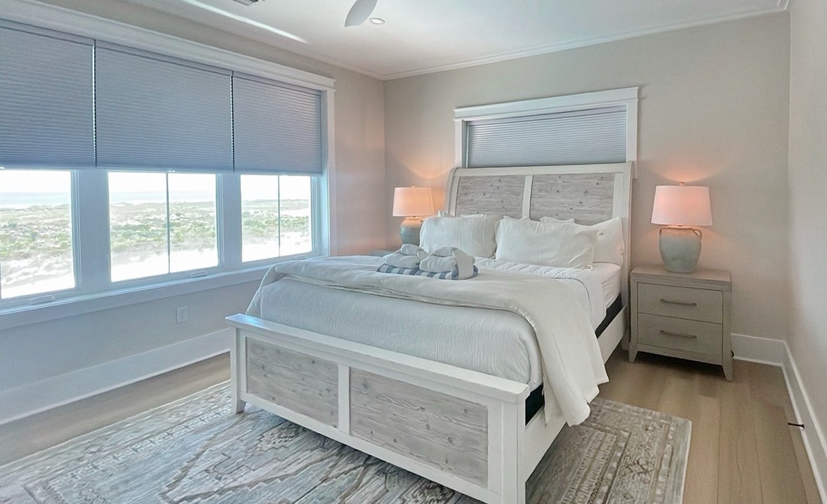 Wake up to sweeping coastal views from your peaceful retreat, where soft linens and gentle ocean breezes create the perfect morning escape you've been dreaming of.