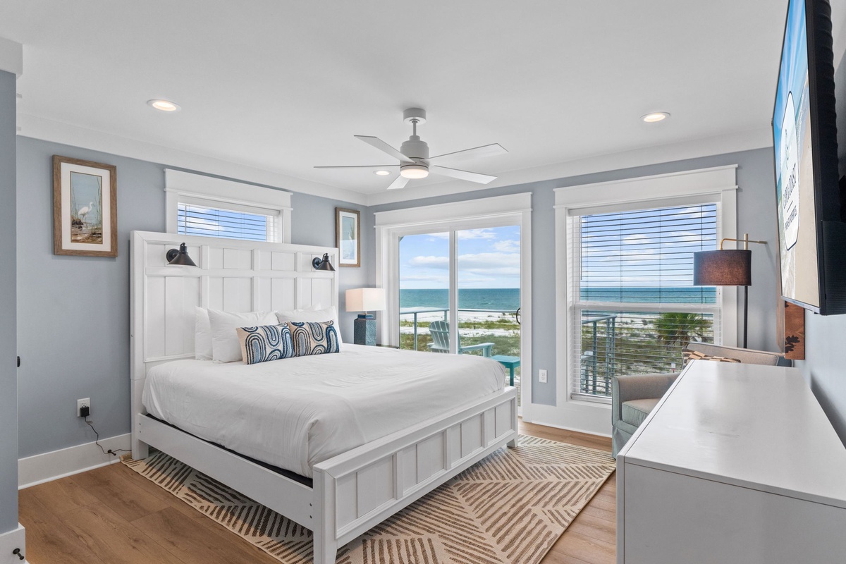 Wake up to stunning ocean views from your cozy bedroom retreat. Soft sea breezes drift through open windows as you sip your morning coffee and watch the waves roll in.