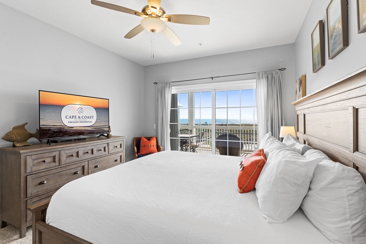 Wake up to ocean views from your comfortable king bed, with a private balcony just steps away for your morning coffee.