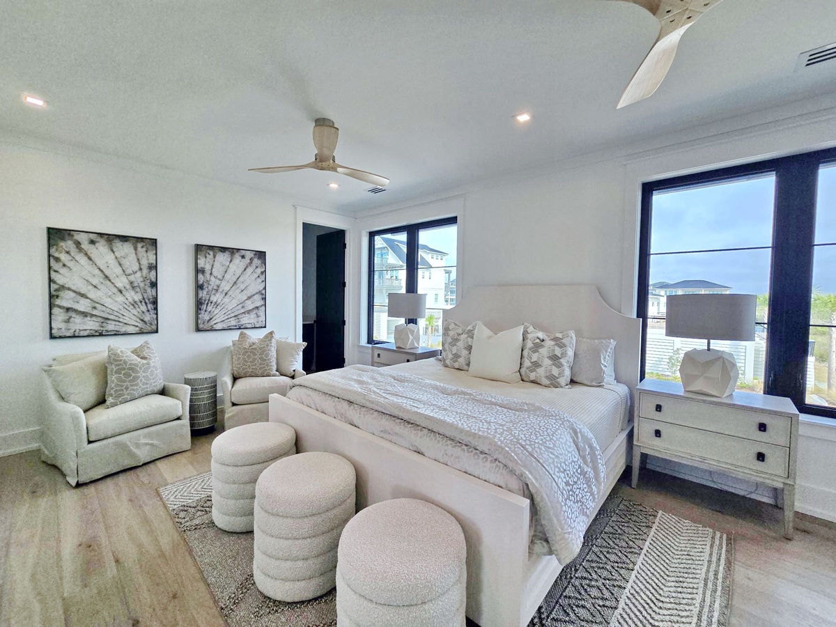 Sink into plush comfort in your elegant bedroom sanctuary, where soft textures and serene tones create the perfect retreat for restful nights.