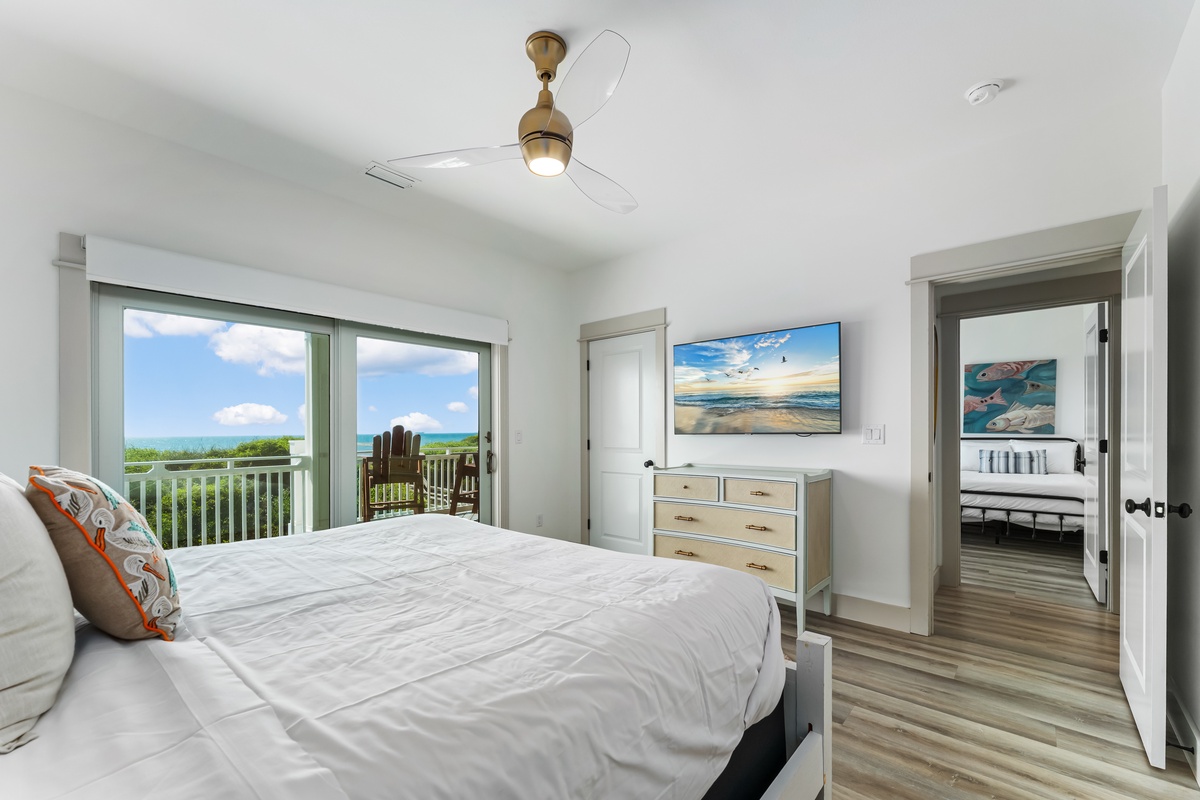 Wake up to stunning ocean views from your comfortable bedroom, where morning coffee on the private balcony becomes your daily ritual.