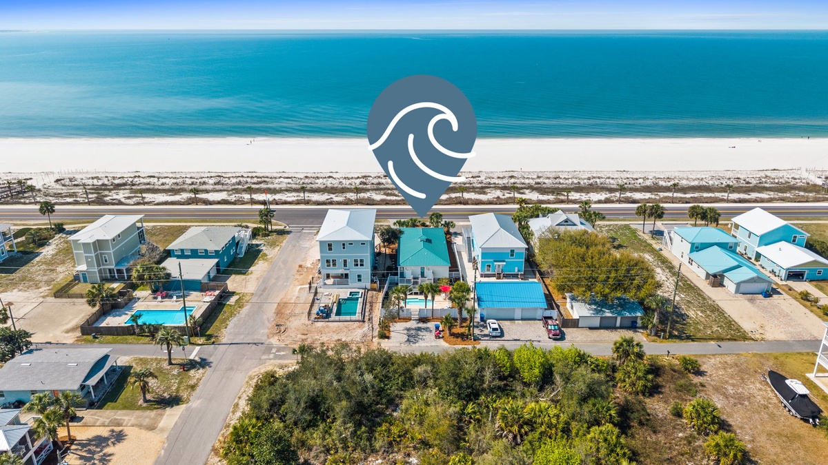 Beachfront vacation homes line this pristine Gulf Coast community with private pools and direct beach access.