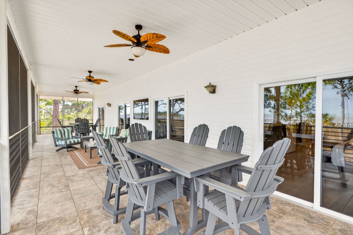 Gather for memorable meals on your private covered patio, where tropical ceiling fans keep you comfortable while you dine al fresco.