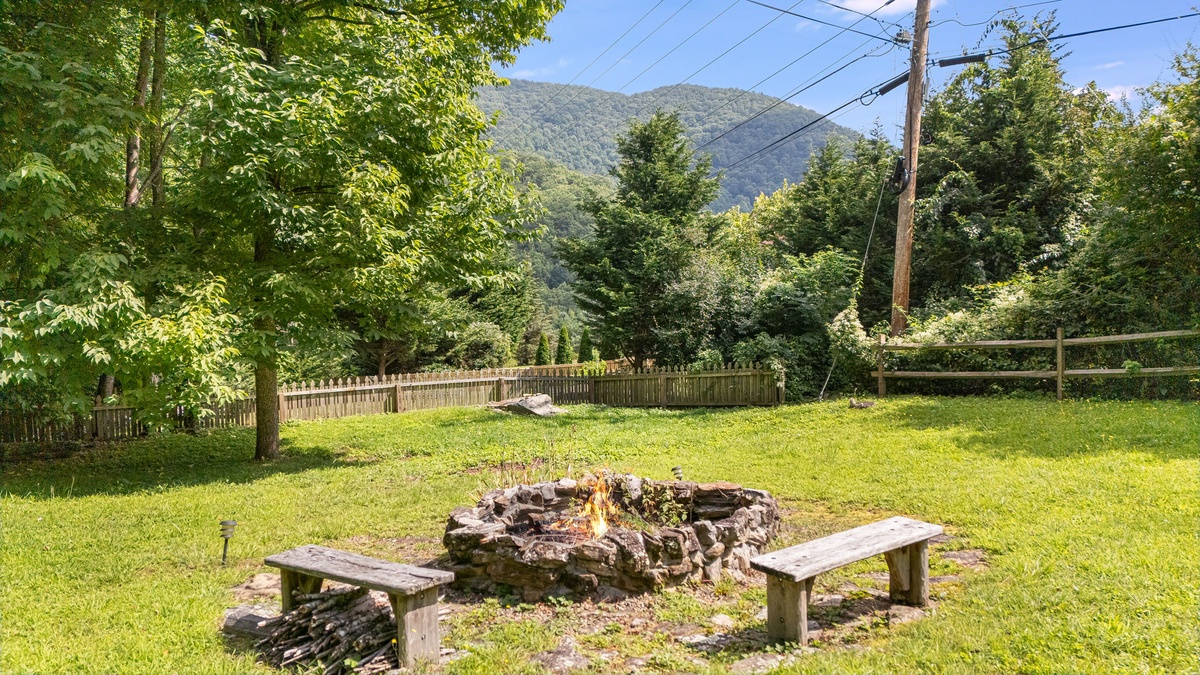 Take In the Mountain Views From the Fire Pit Area