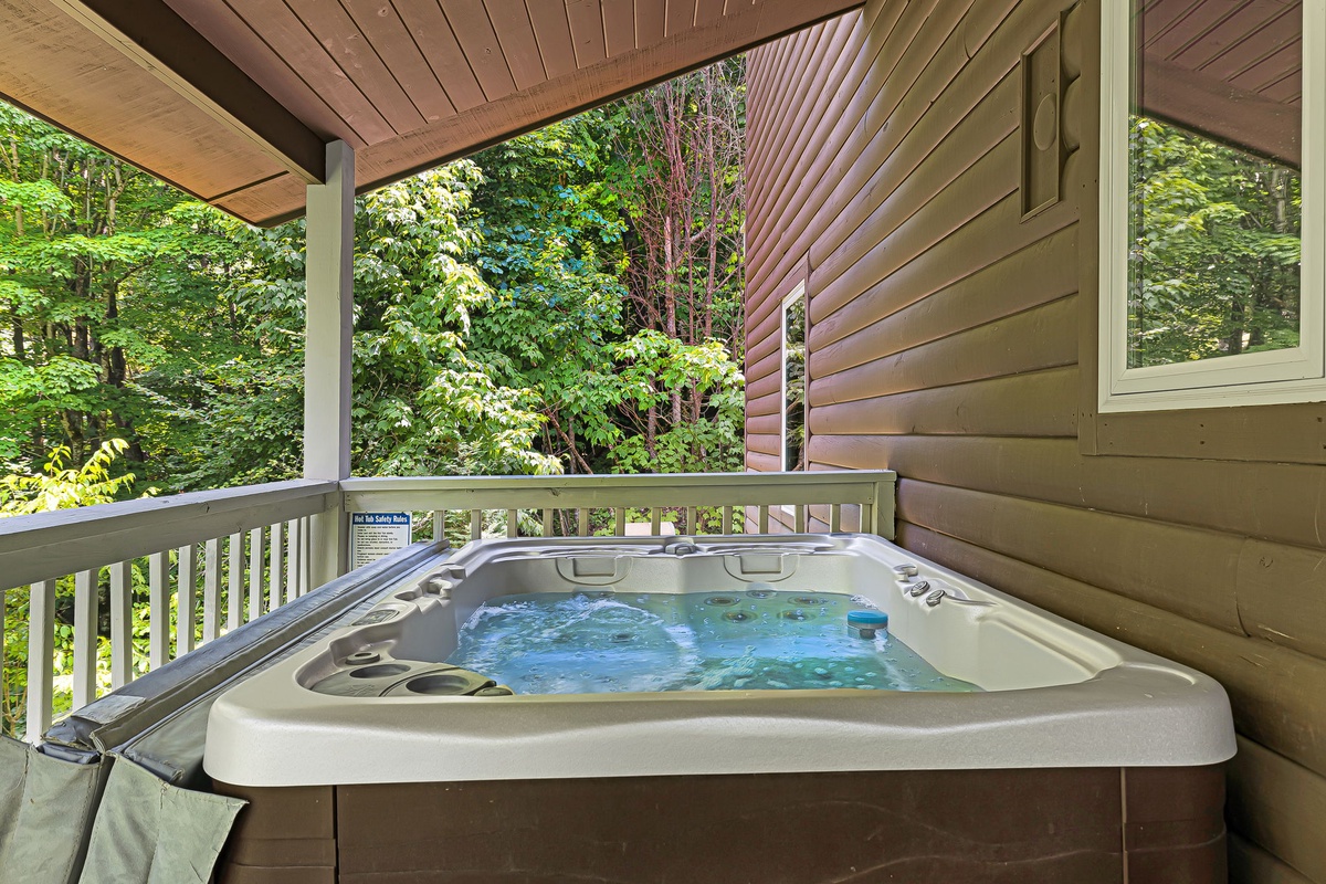 Enjoy a Soak In the Covered Hot Tub