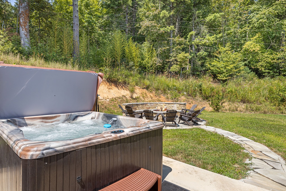 Enjoy a Soak In the Hot Tub Or Gather By the Fire Pit