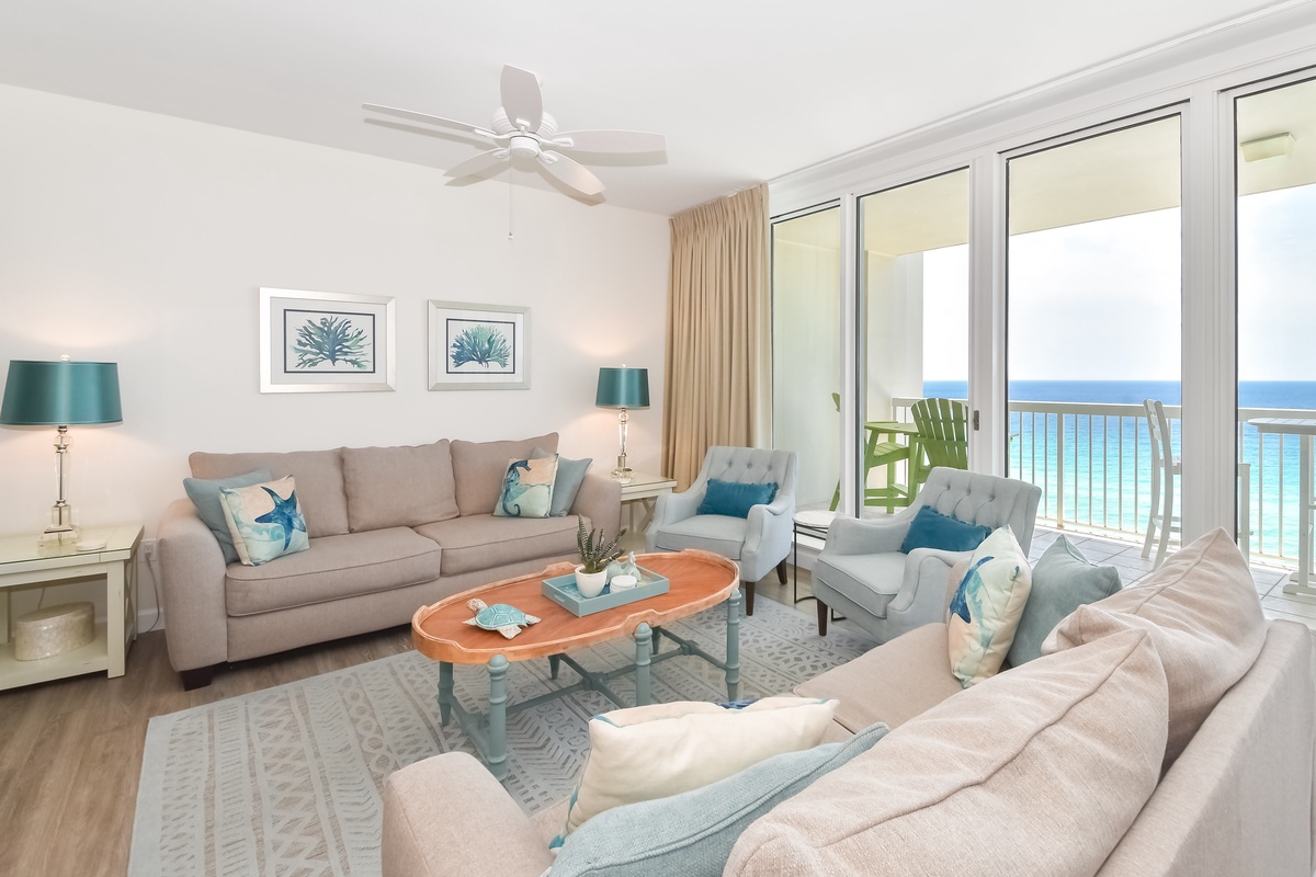 Silver Beach Towers West 1403 - Living Area with Balcony Access