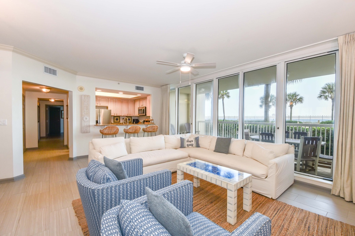 Silver Beach Towers East 102 - Living Area with Gulf View