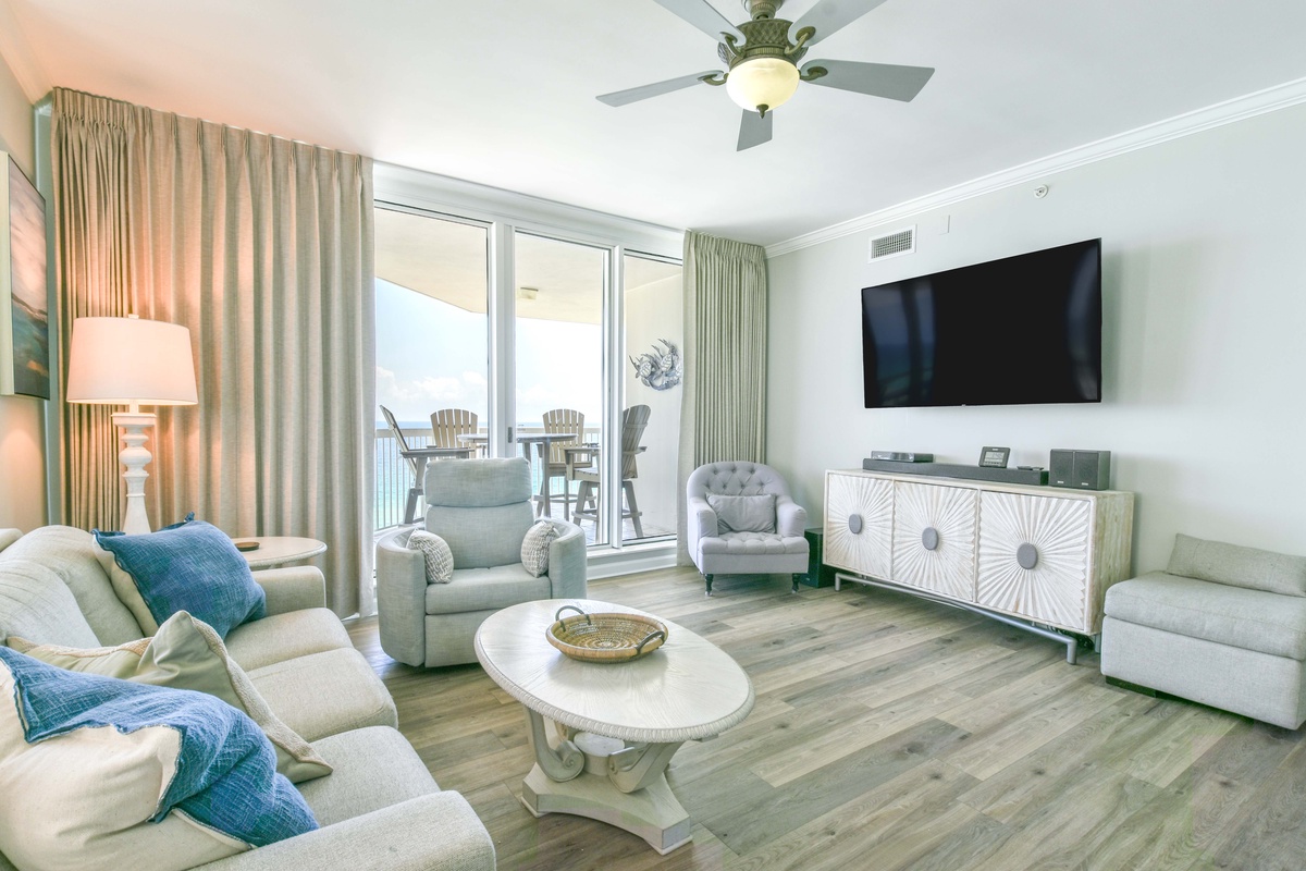 Silver Beach Towers West 1201- Living Area with Balcony Access