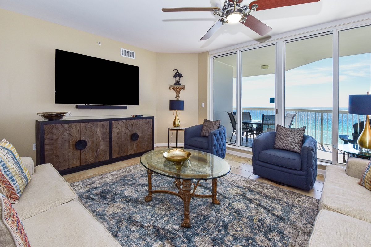 Silver Beach Towers West 806 - Living Area with Balcony Access