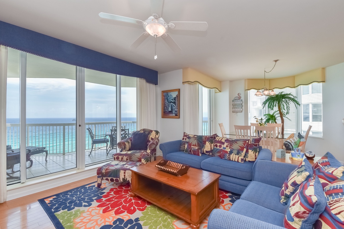 Silver Beach Towers East 1206 - Living Area with Private Balcony