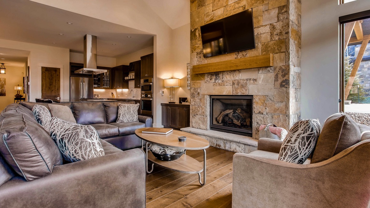 Great Room, Main Level - With fireplace and TV