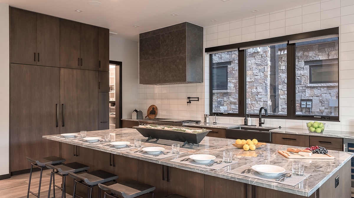 Kitchen, Main Level - Triple 3 modern kitchen with spacious island seating