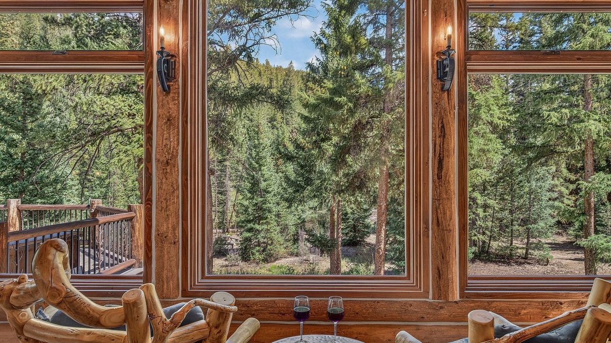 Great Room, Main Level - Forest views from large window