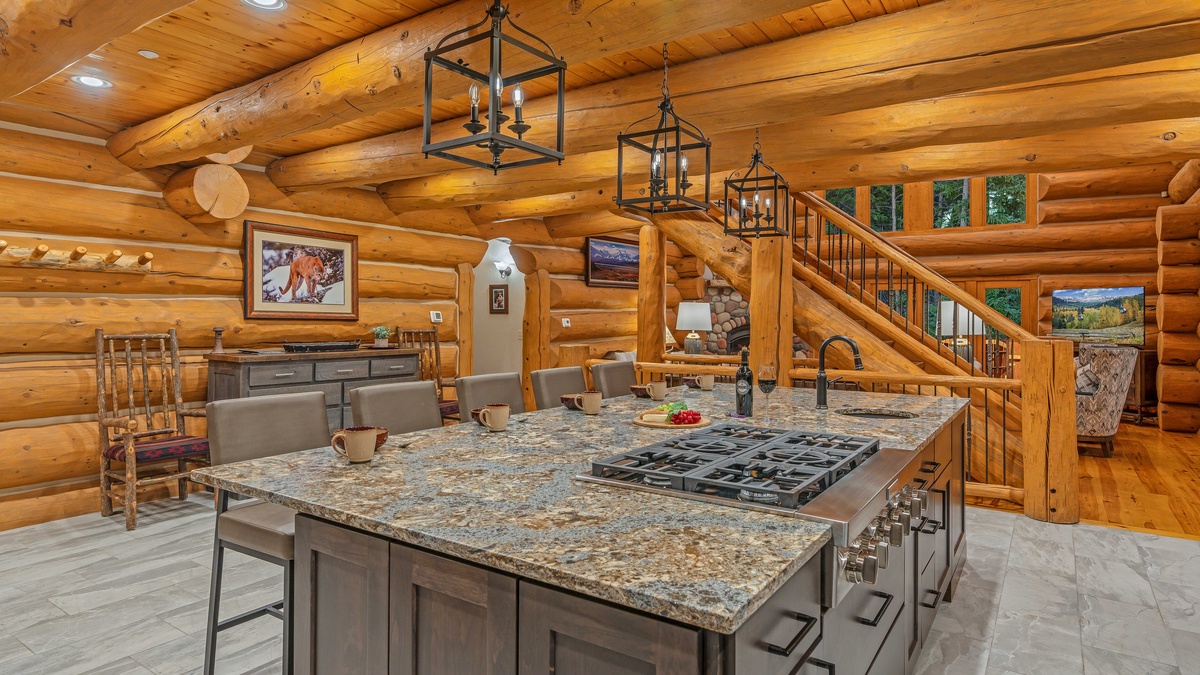 Spacious kitchen with high-end finishes
