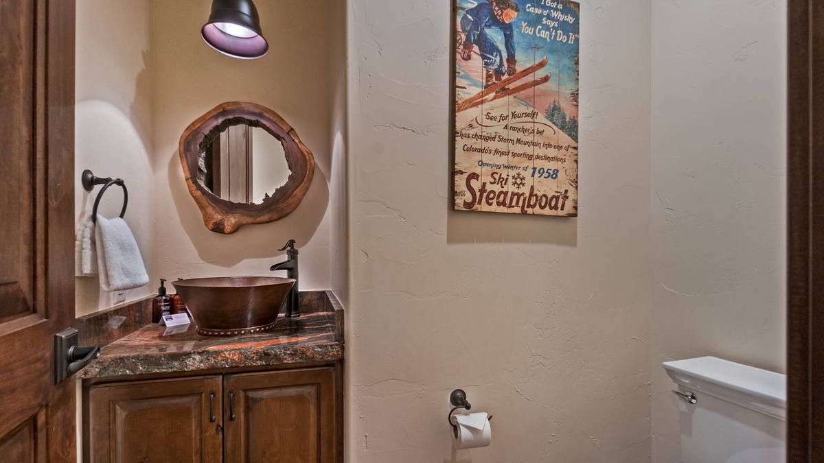 Powder Room, Lower Level - Single vanity and toilet