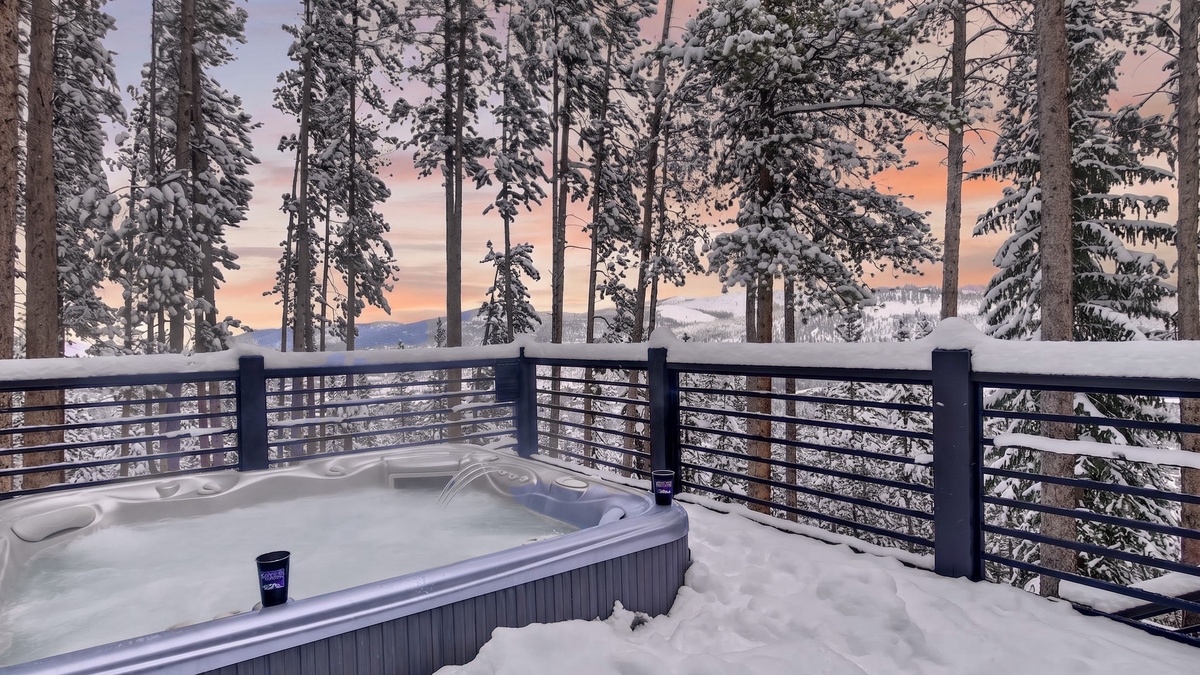 Hot Tub, Lower Level Deck - With winter views