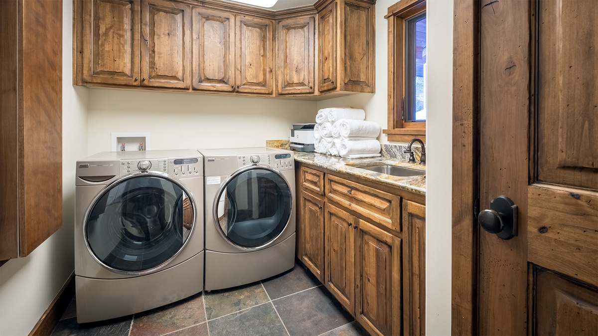 Your dedicated laundry room features a full-sized washer and dryer, making it easy to refresh your wardrobe during your stay.