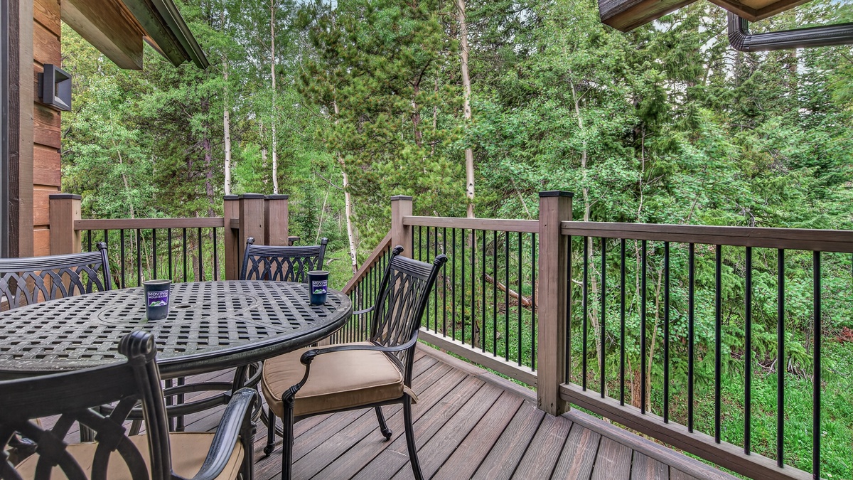 Deck, Upper Level - Outdoor seating with forest views