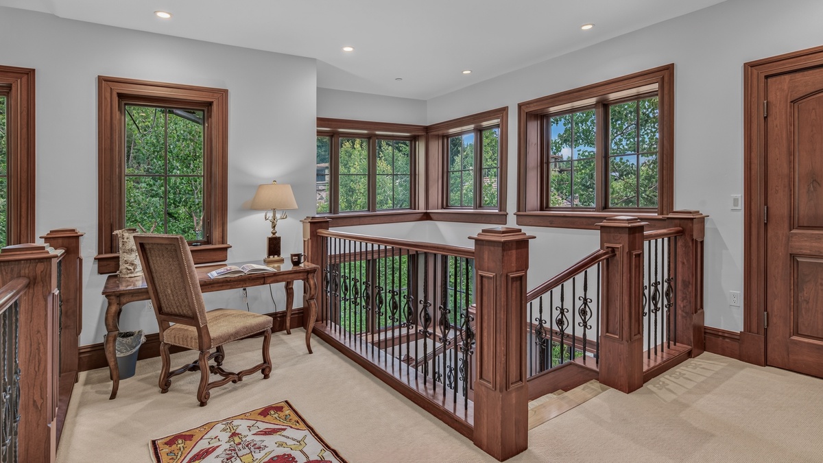 Office, Upper Level - Desk with chair near railing