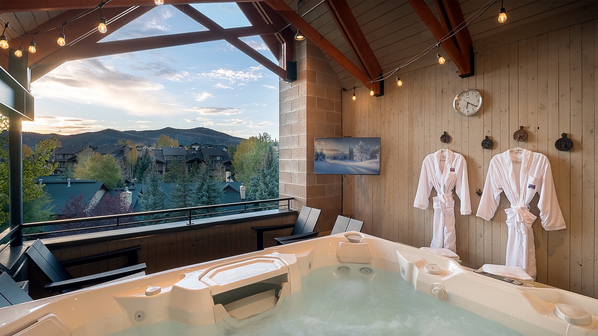 Hot Tub, Uppermost Level Deck - Hot tub overlooking mountain views