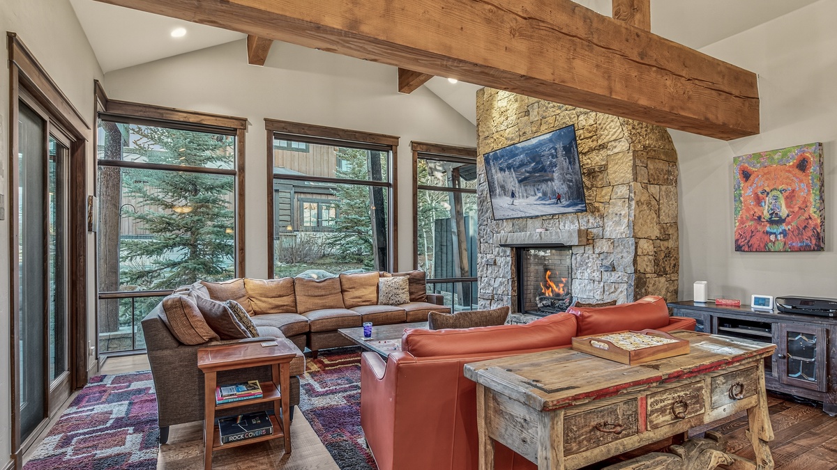 Great Room, Main Level-With tv and fireplace