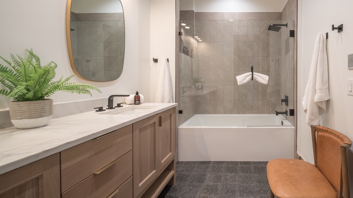 Hall Bathroom, Lower Level - Shared hall bath near bedrooms 2 and 3