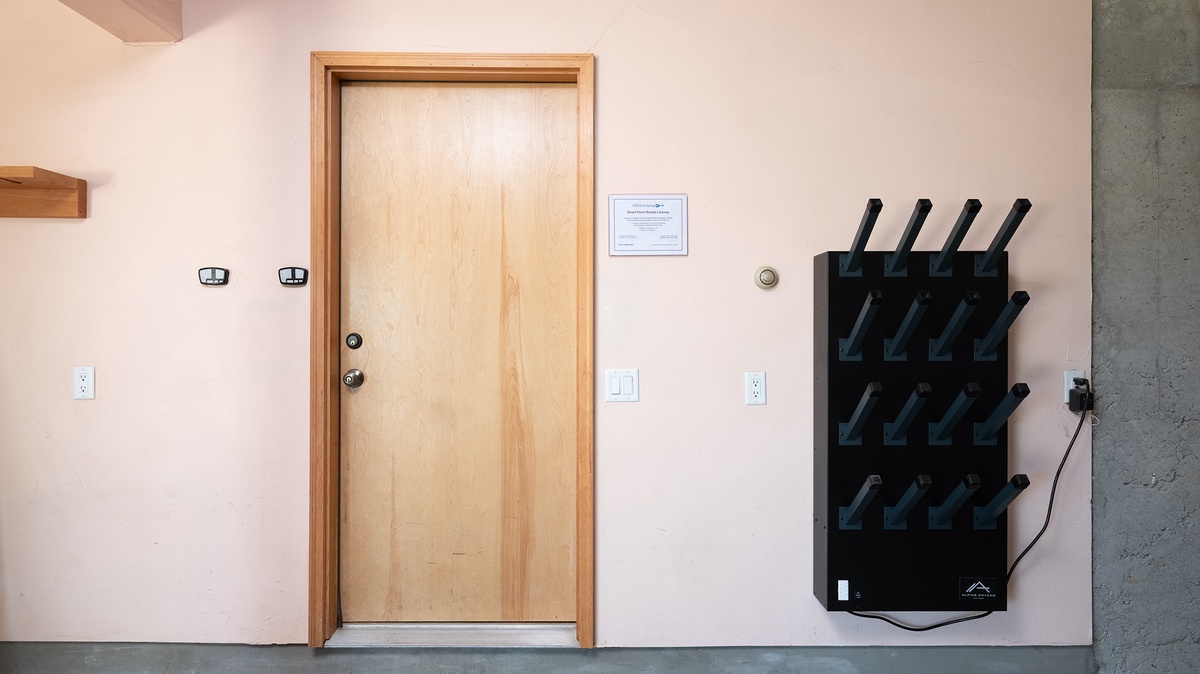 Garage, Lower Level - Ski storage rack by door