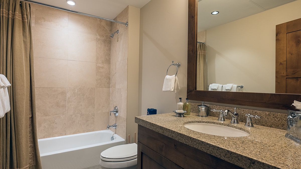 Bedroom 4, Main Level - Ensuite with single vanity and shower/tub combo
