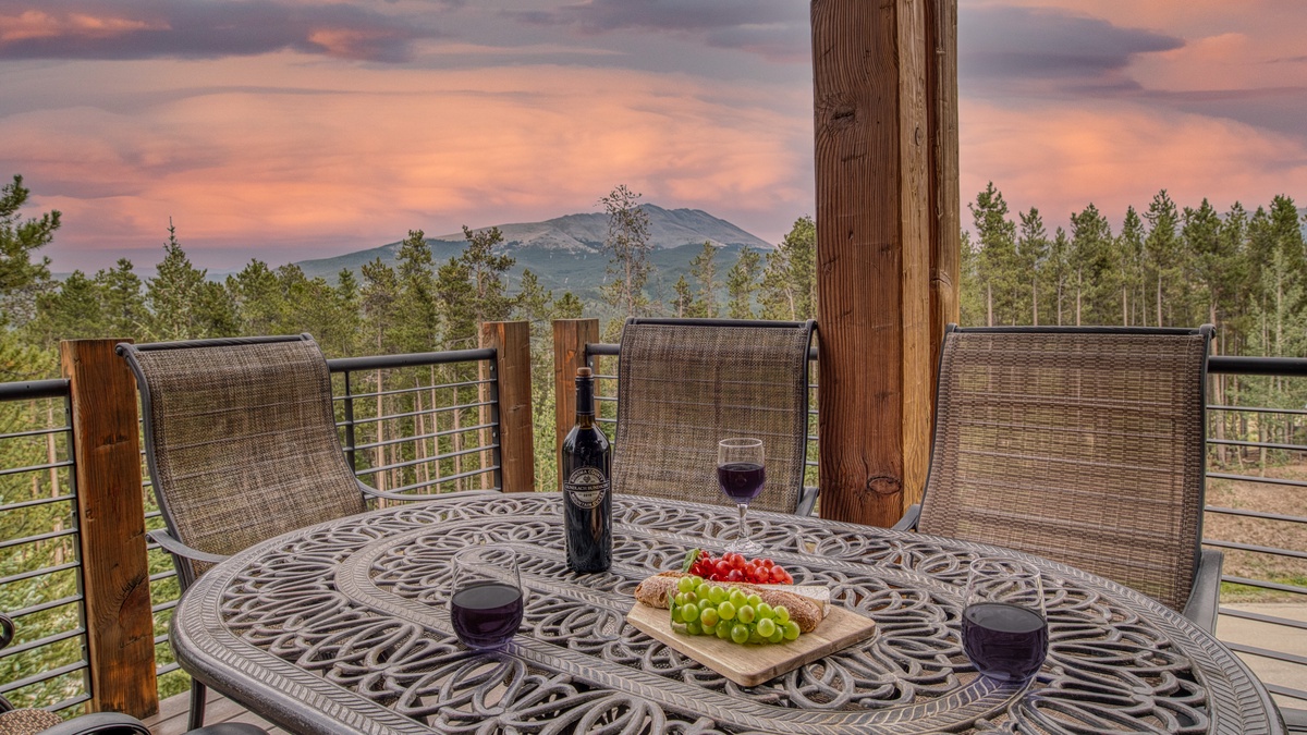 Deck, Main Level - Outdoor seating with mountain views