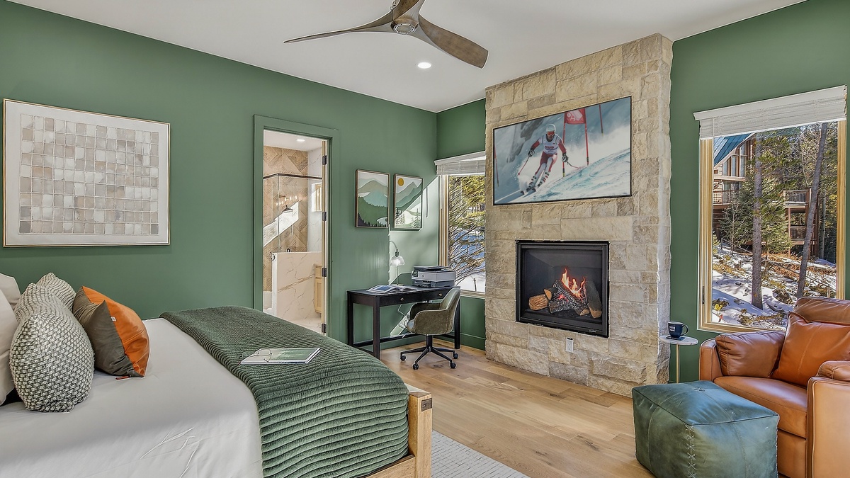 Bedroom 1, Main Level - Primary king suite with fireplace