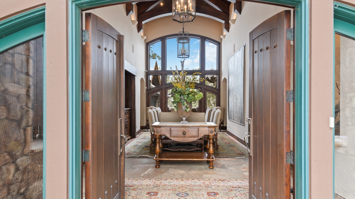 Paragon's formal dining room with statement table