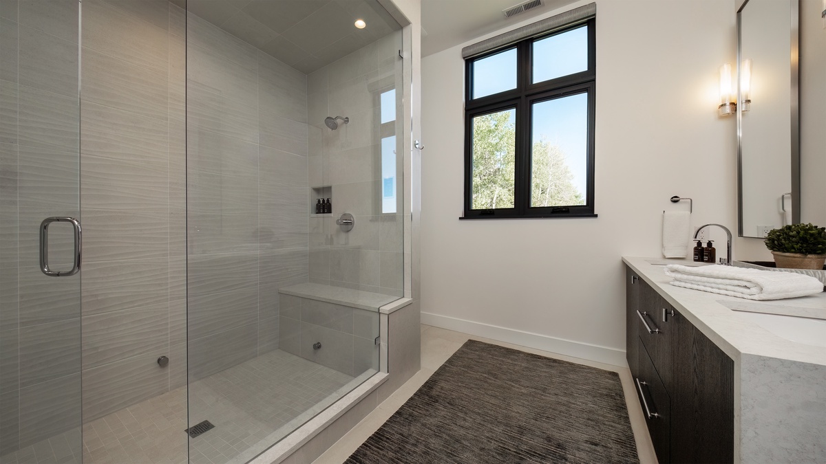 Bathroom 1, Upper Level - Ensuite with glass shower