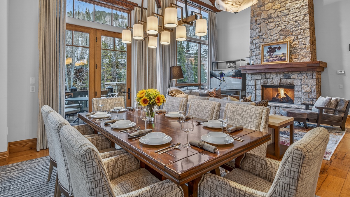 Dining Area, Main Level - With seating for eight and elegant lighting