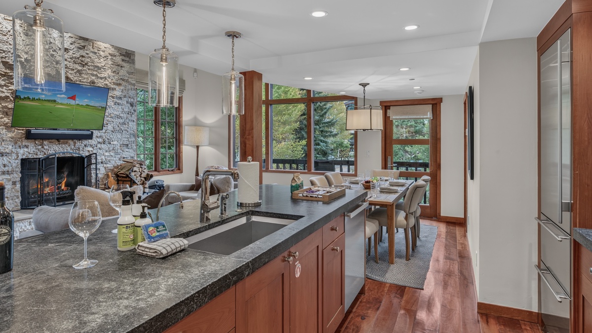 Kitchen, Main Level - Sink with views toward dining area