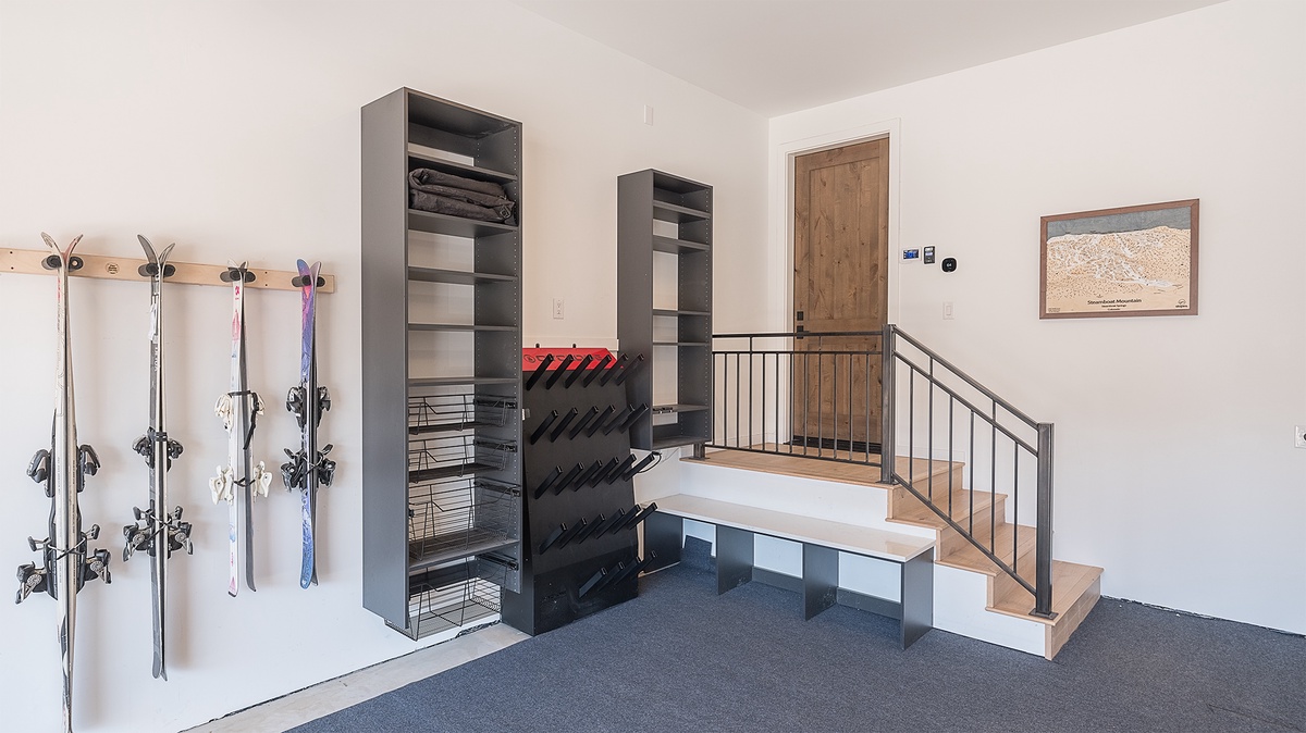 Ski Storage, Main Level - With boot dryers and bench