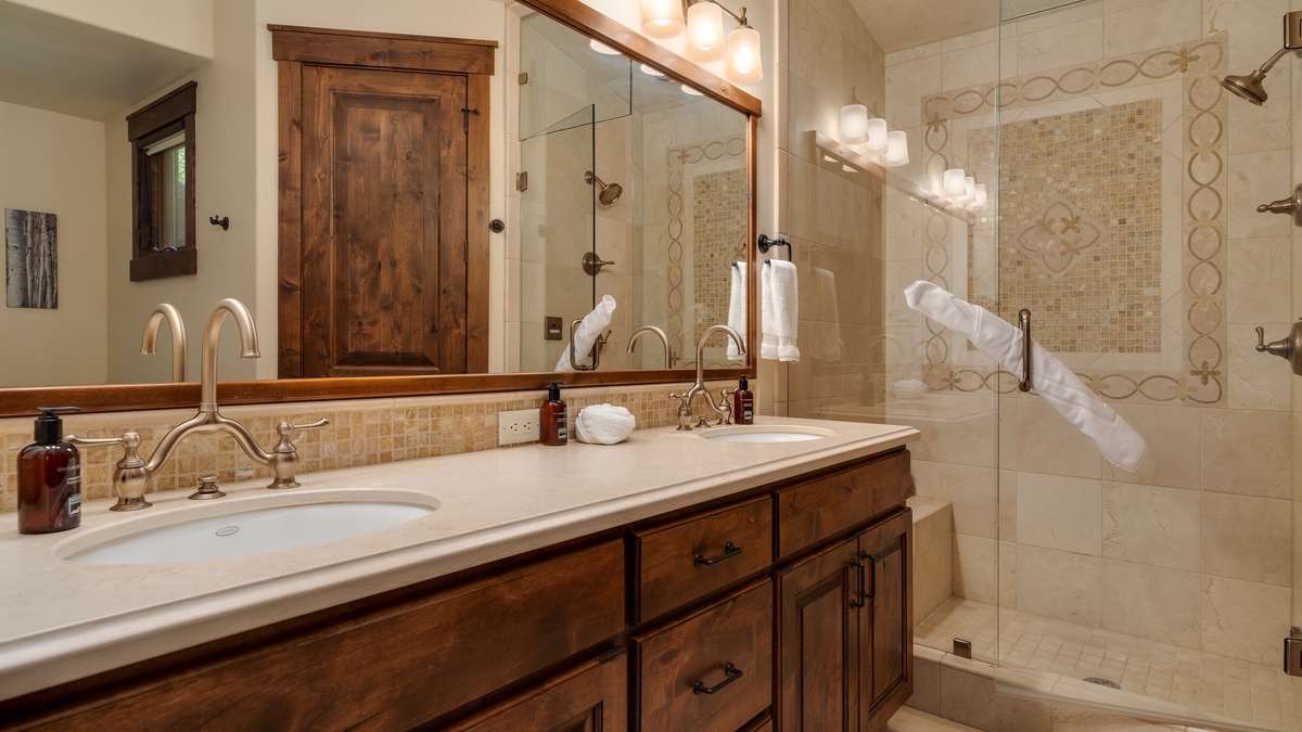 Bedroom 2, Upper Level - King ensuite with double vanity and glass shower