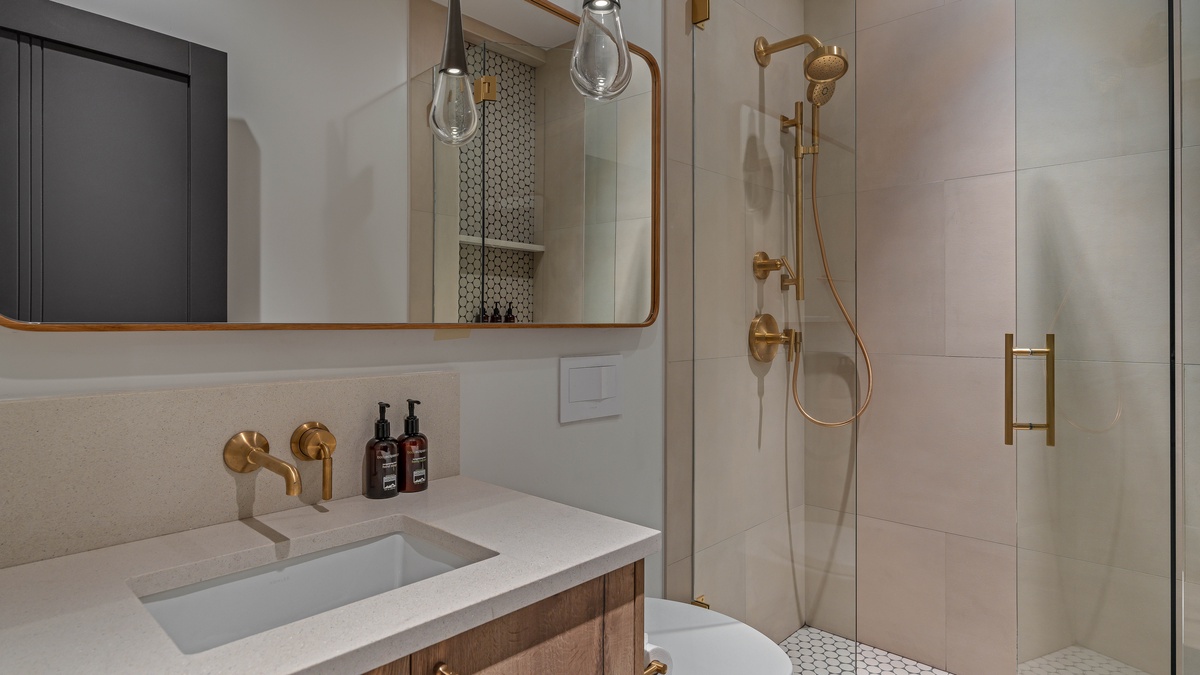 Shared full bath on lower level