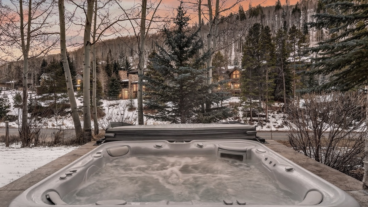 Hot Tub, Lower Level Deck - Private hot tub with wooded and mountain views
