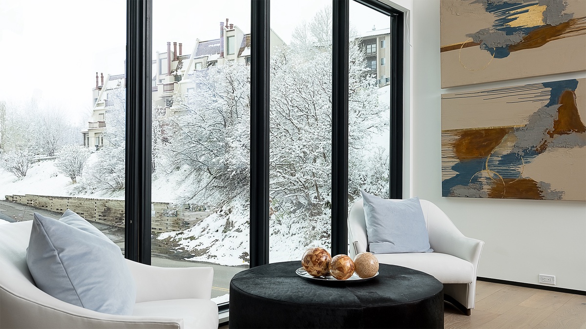 Family Room, Upper Level - Seating area with chairs and snow views
